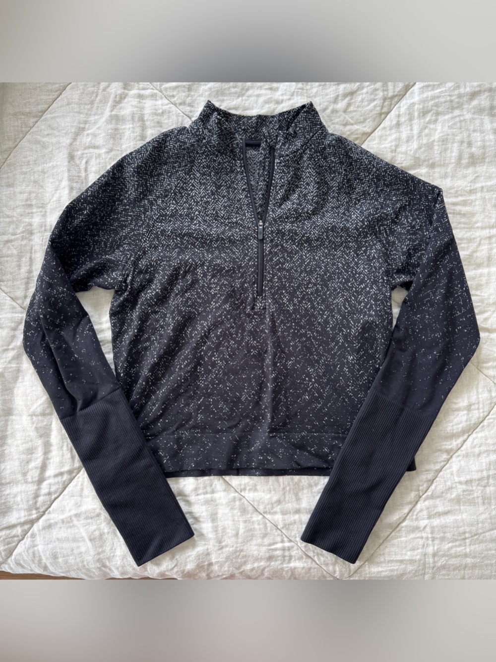 Like-NEW lululemon athletica Black Speckled Half-Zip Long Sleeve Top